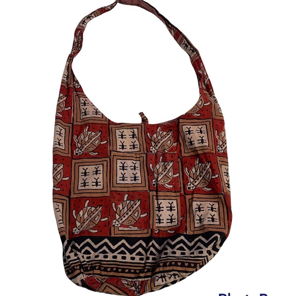 Large Crossbody sling shoulder bag Bohemian tribal gypsy turtle print